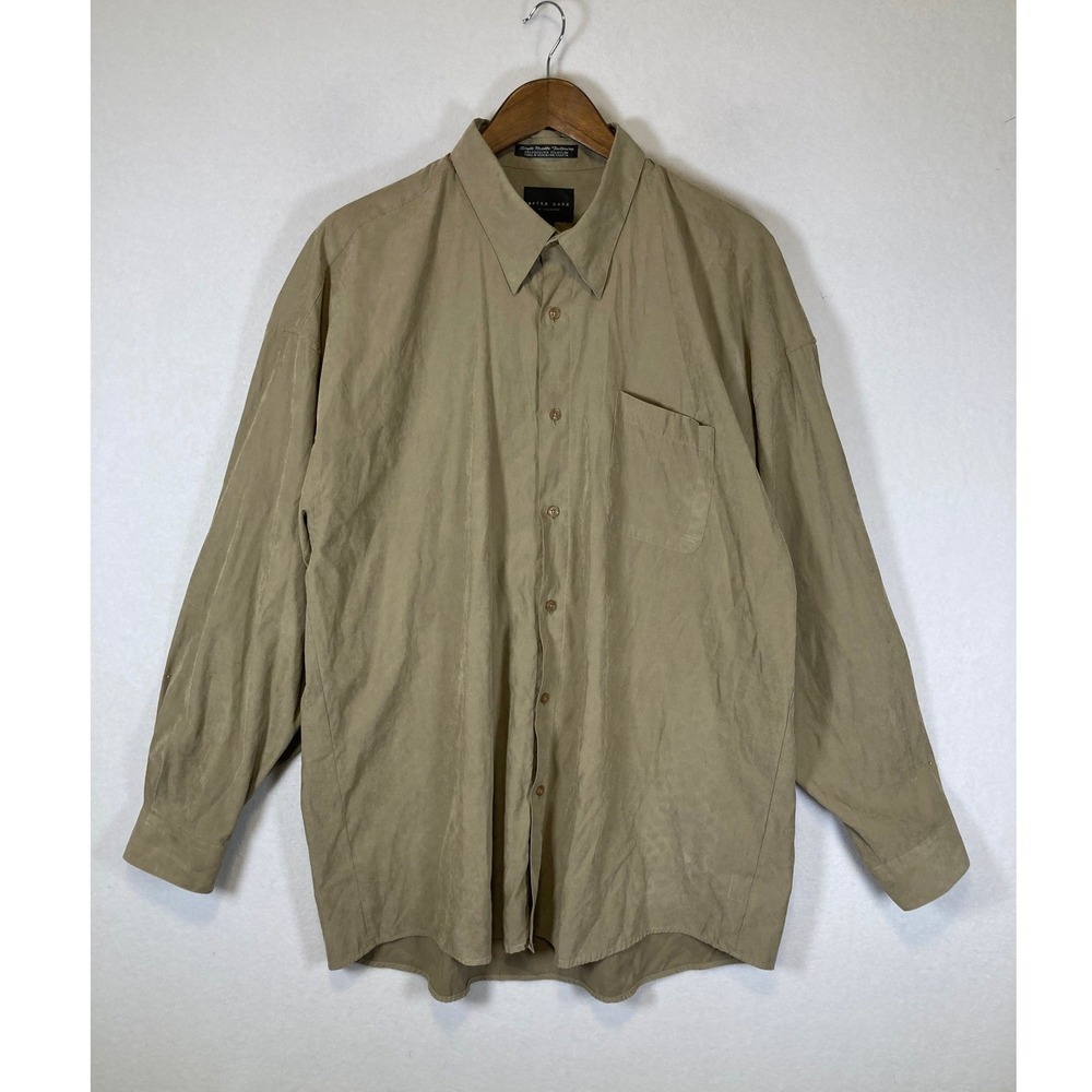 Minimalist After Dark Falcon Bay Mens XL Tan Microfiber Button‎ Down Shirt